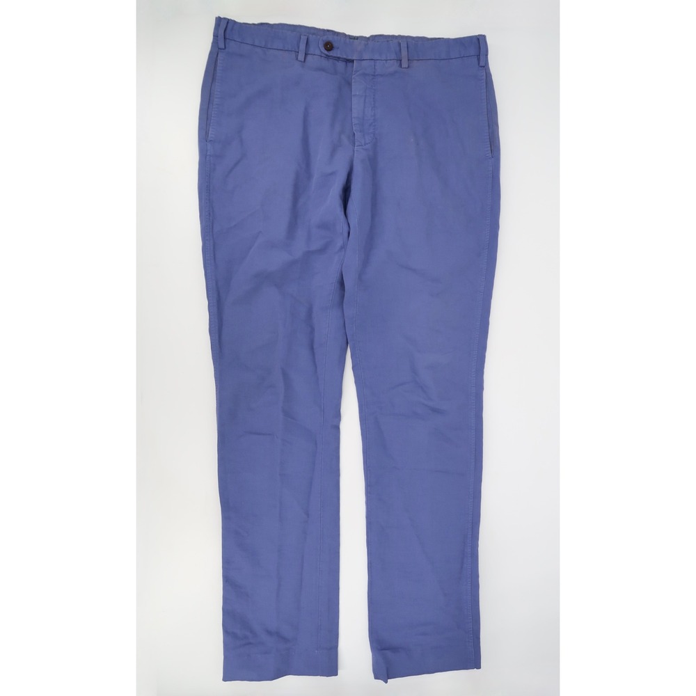 Sid Mashburn Chino Pants Mens 38 Blue Linen Cotton Blend Trousers Italy 38x34